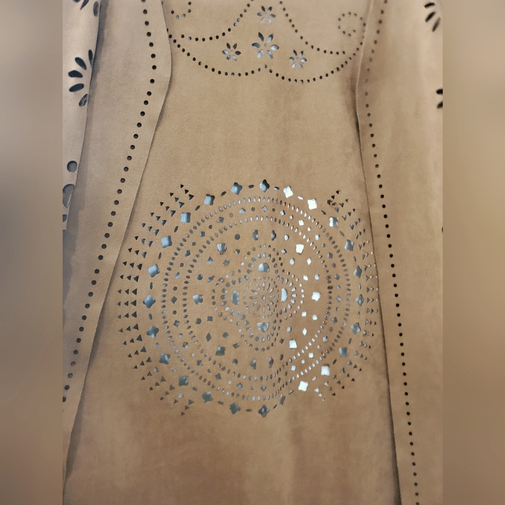 Faux Suede Duster Cardigan With Lazer Cutouts  XL NWT